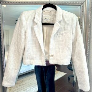 White Abercrombie Cropped Suit Jacket